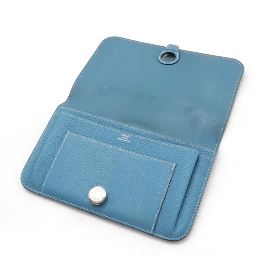 HERMES エルメス ドゴンデュオ ドゴンGM 2つ折長財布 二つ折り長財布 トゴ レザー ブルージーン コインケース付き □O刻印 | HERMES | 04