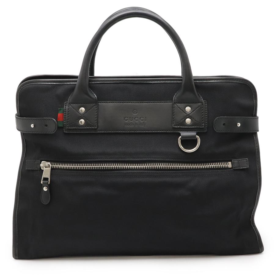 GUCCI グッチ ウェブループ ビジネスバッグ ブリーフケース 書類カバン ナイロンキャンバス レザー ブラック 黒 シルバー金具 246410 | GUCCI