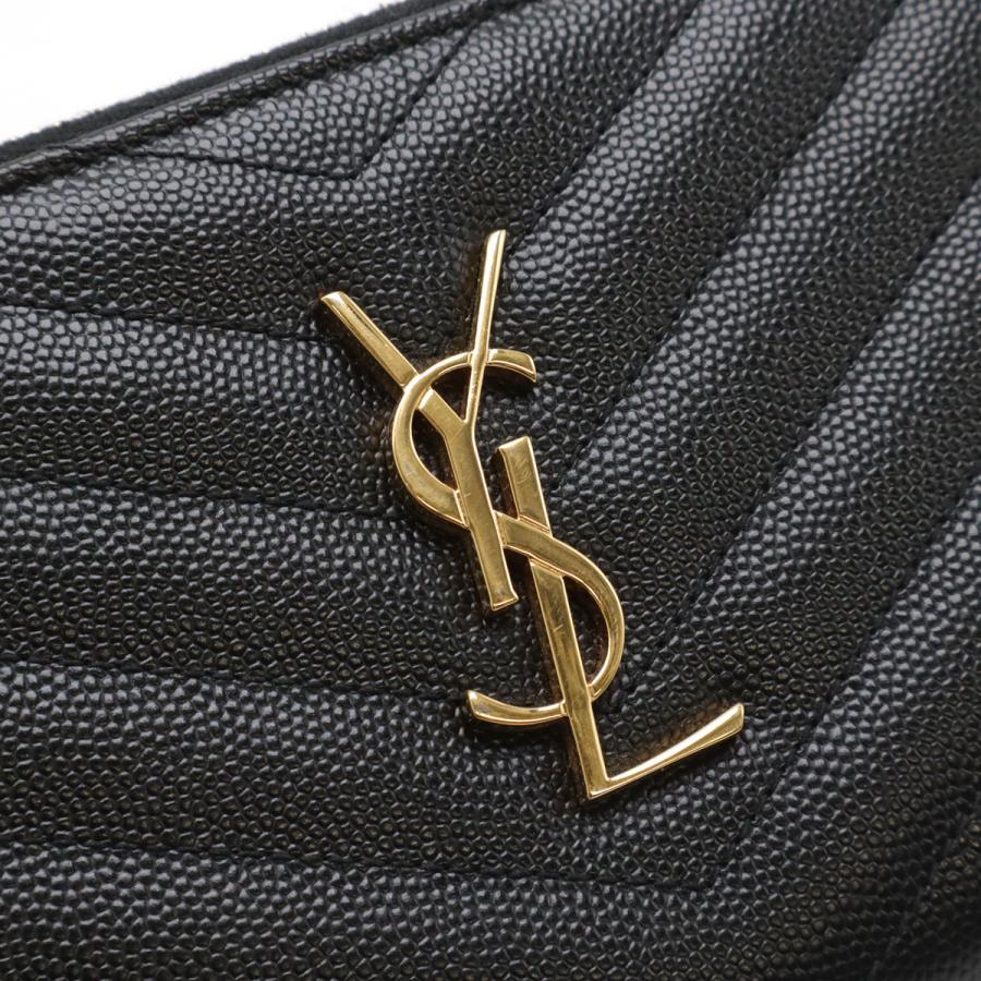 SAINT LAURENT PARIS サン ローラン パリ YSL イブサンローラン カサンドラ ラウンドファスナー財布 Vステッチ レザー ブラック 黒 |  | 03