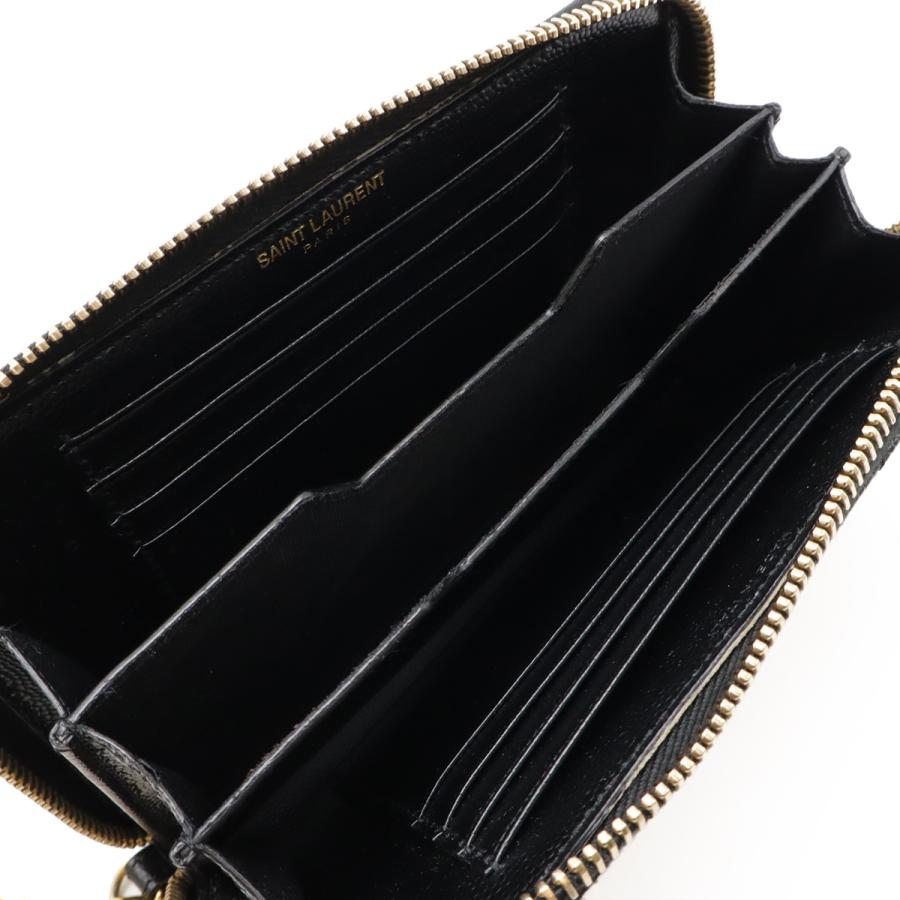 SAINT LAURENT PARIS サン ローラン パリ YSL イブサンローラン カサンドラ ラウンドファスナー財布 Vステッチ レザー ブラック 黒 |  | 05