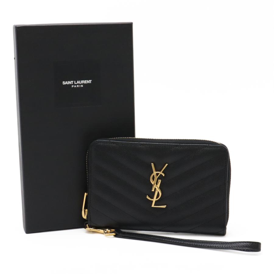SAINT LAURENT PARIS サン ローラン パリ YSL イブサンローラン カサンドラ ラウンドファスナー財布 Vステッチ レザー ブラック 黒 |  | 07