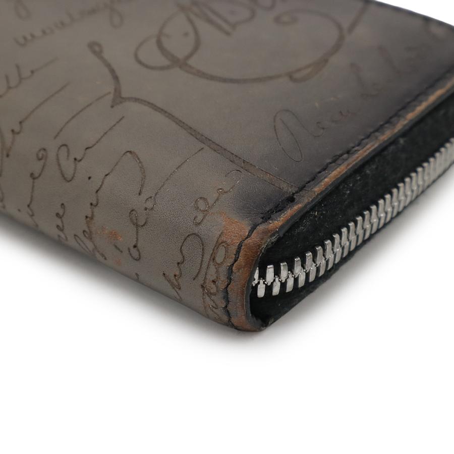 ベルルッティ カリグラフィ　ワパ　レザー　パース　ブラウン Berluti（ベルルッティ） 美品 カリグラフィ ワパ ジップ付き
