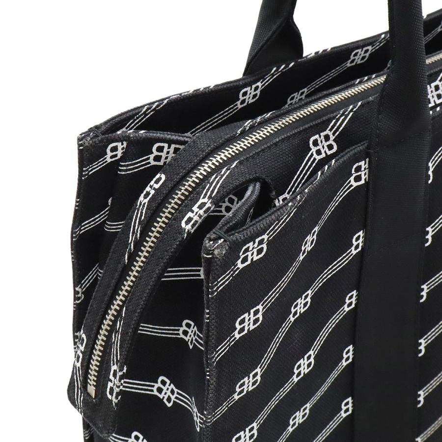 BALENCIAGA バレンシアガ BBモノグラム トレード トートバッグ ラージトート ショルダーバッグ キャンバス ブラック 黒 ホワイト 白 | BALENCIAGA | 06