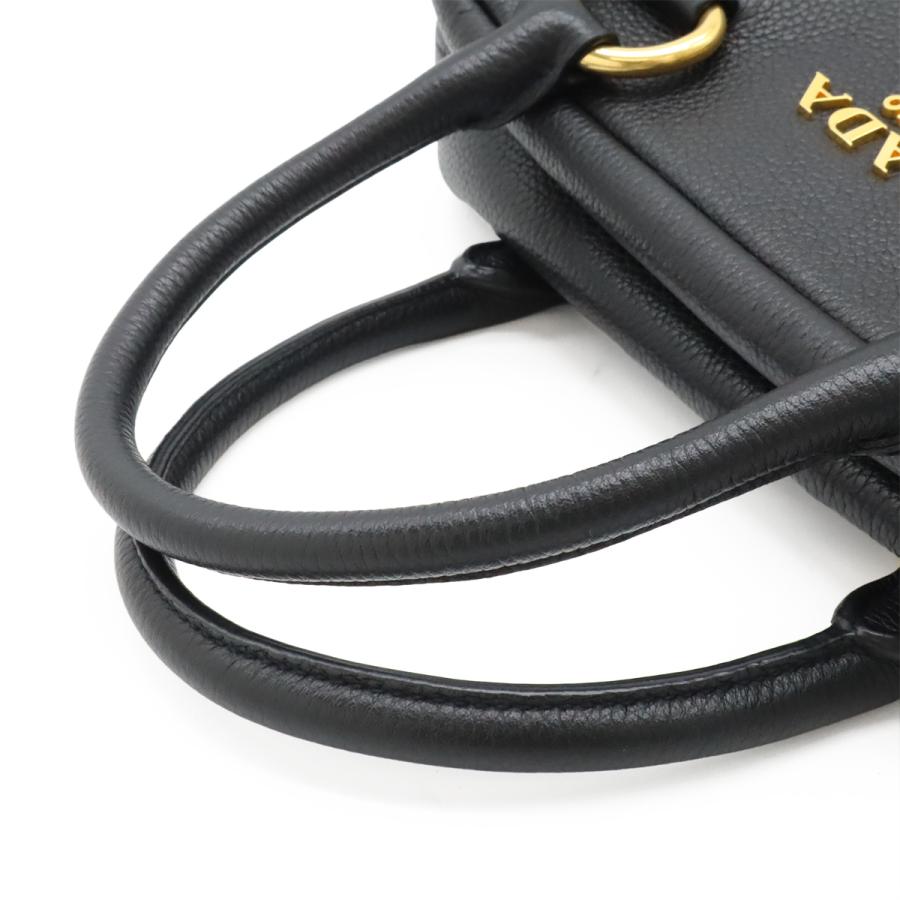 PRADA プラダ ハンドバッグ ミニボストンバッグ 2WAY ショルダーバッグ ストライプショルダー 斜め掛け レザー NERO ブラック ゴールド金具 1BB108 | PRADA | 03