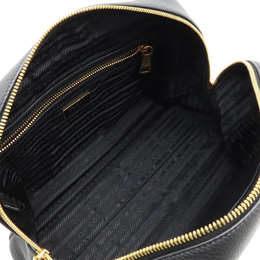 PRADA プラダ ハンドバッグ ミニボストンバッグ 2WAY ショルダーバッグ ストライプショルダー 斜め掛け レザー NERO ブラック ゴールド金具 1BB108 | PRADA | 05