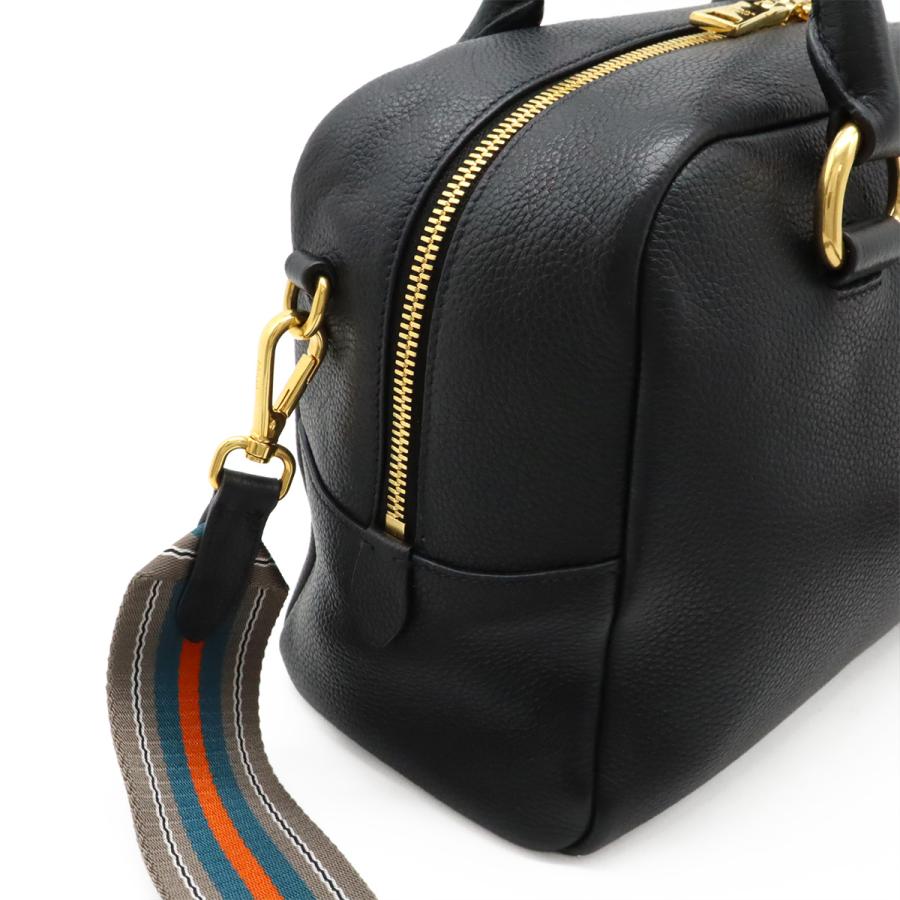 PRADA プラダ ハンドバッグ ミニボストンバッグ 2WAY ショルダーバッグ ストライプショルダー 斜め掛け レザー NERO ブラック | PRADA | 07