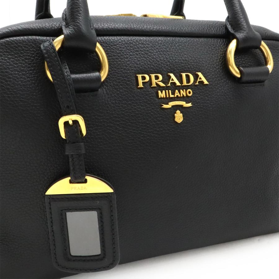 PRADA プラダ ハンドバッグ ミニボストンバッグ 2WAY ショルダーバッグ ストライプショルダー 斜め掛け レザー NERO ブラック | PRADA | 08