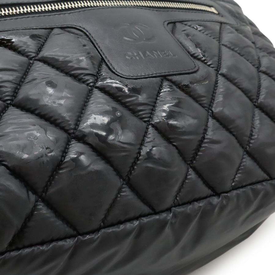 CHANEL シャネル コココクーン スモールトート トートバッグ ハンドバッグ キルティング ナイロン レザー ブラック 黒 シルバー金具 A48610 CHANEL（シャネル） コココクーン スモールトート トートバッグ