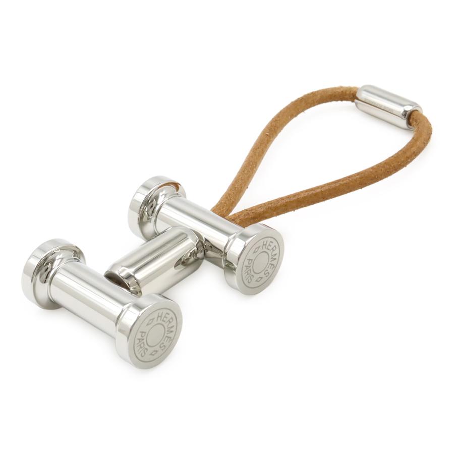 HERMES エルメス モビールH キーホルダー キーリング バッグチャーム ステンレススチール レザー ベージュ シルバー金具 | HERMES | 01