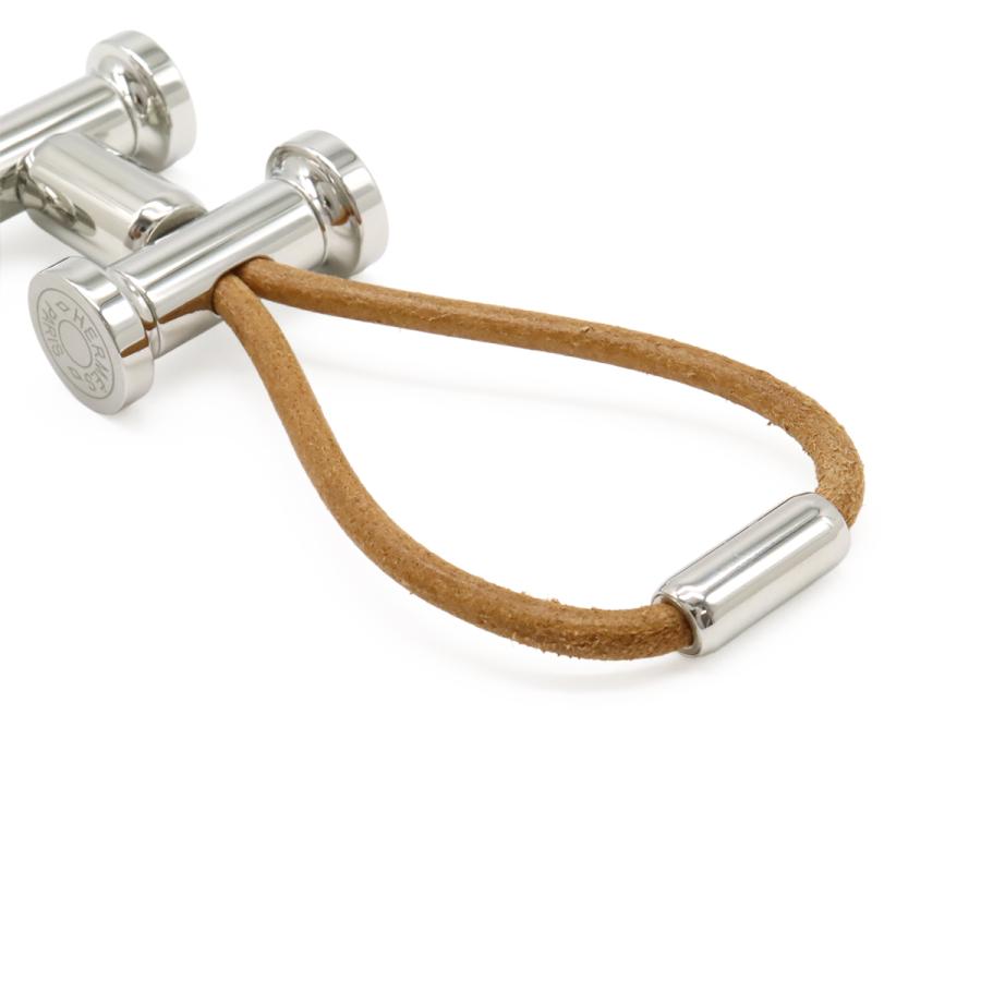 HERMES エルメス モビールH キーホルダー キーリング バッグチャーム ステンレススチール レザー ベージュ シルバー金具 | HERMES | 02