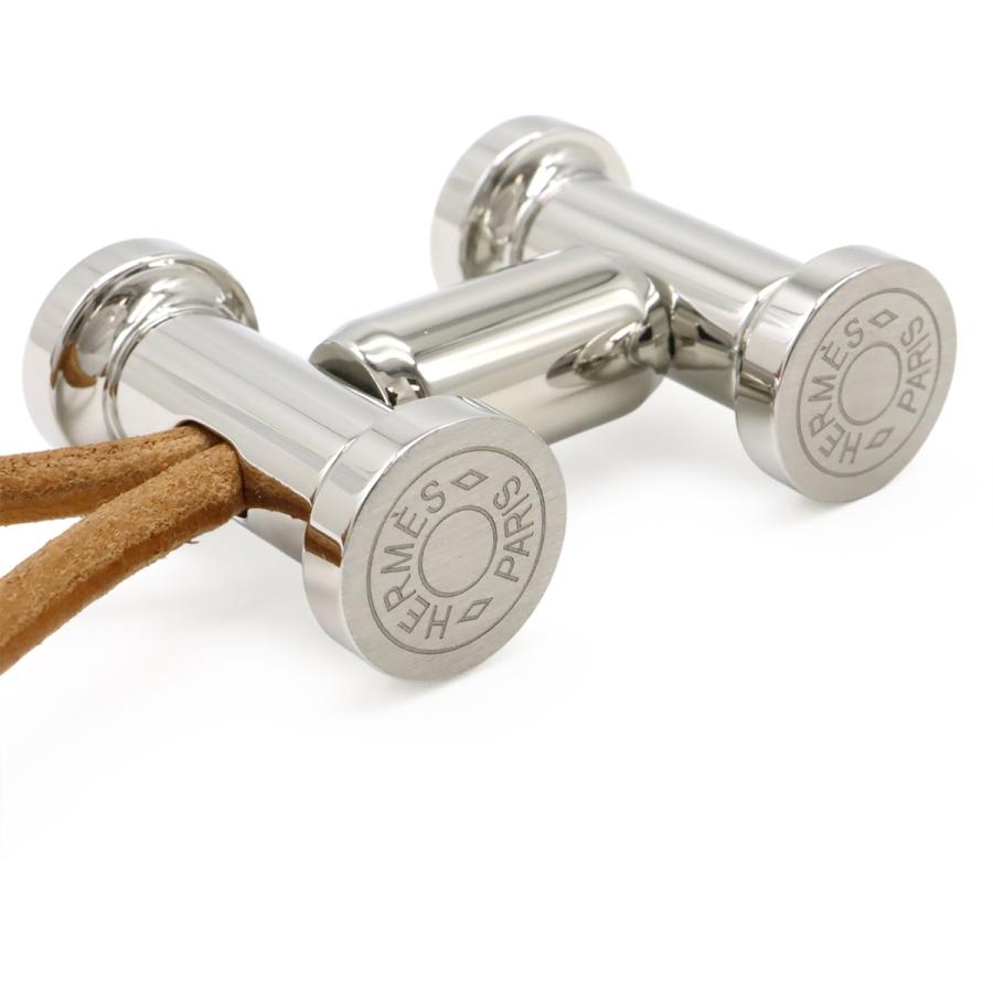 HERMES エルメス モビールH キーホルダー キーリング バッグチャーム ステンレススチール レザー ベージュ シルバー金具 | HERMES | 03
