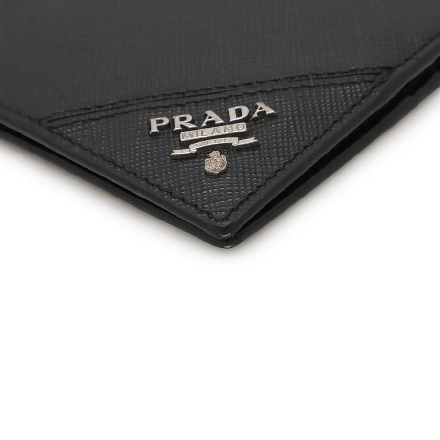 PRADA プラダ SAFFIANO METAL 2つ折札入れ 二つ折り財布 マネークリップ式 ビルクリップ レザー NERO 黒 ブラック シルバー金具 2MN077 | PRADA | 02