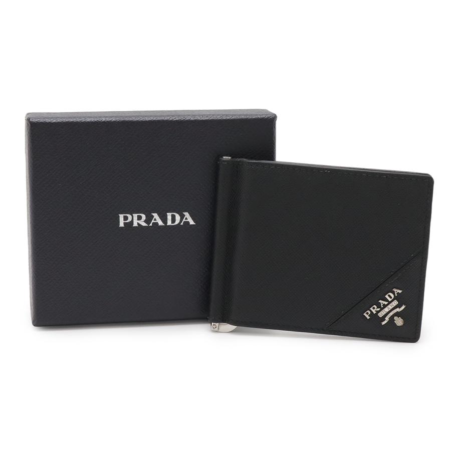 PRADA プラダ SAFFIANO METAL 2つ折札入れ 二つ折り財布 マネークリップ式 ビルクリップ レザー NERO 黒 ブラック シルバー金具 2MN077 | PRADA | 08