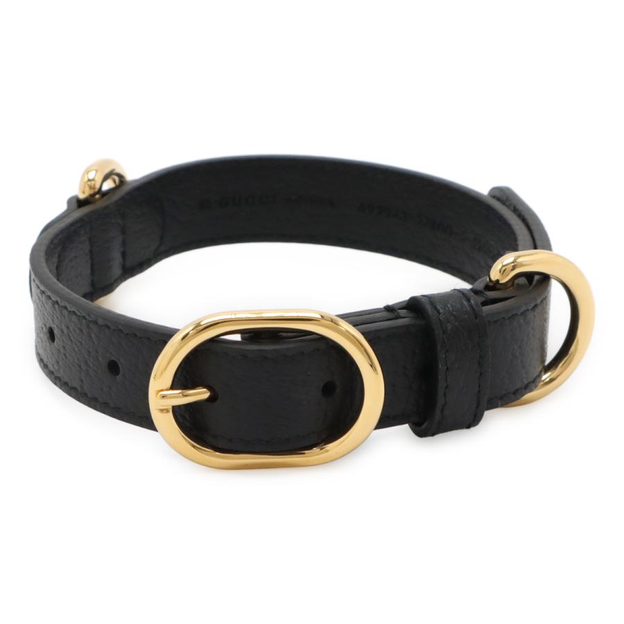 GUCCI グッチ スモール ミディアム ペット カラー ドッグカラー 首輪 ペット用品 小型犬 中型犬用 レザー ブラック 黒 ゴールド金具 692943 | GUCCI