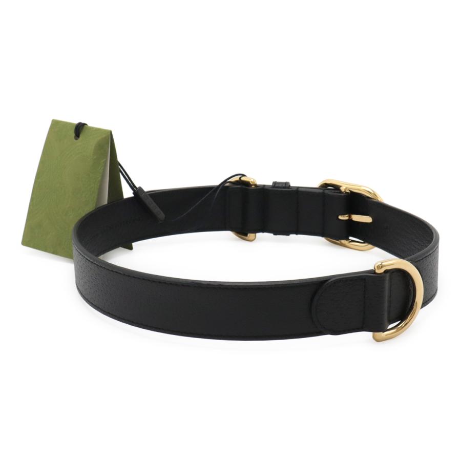 GUCCI グッチ ラージ ペット カラー ドッグカラー 首輪 ペット用品 大型犬用 レザー ブラック 黒 ゴールド金具 695256 | GUCCI | 01