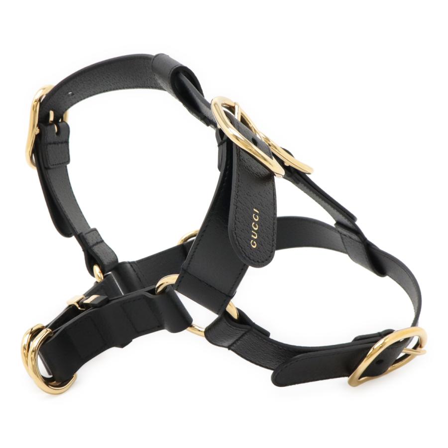GUCCI グッチ ペット ハーネス 犬 胴輪 レザー ブラック 黒 ゴールド金具 Lサイズ 695253 | GUCCI | 01