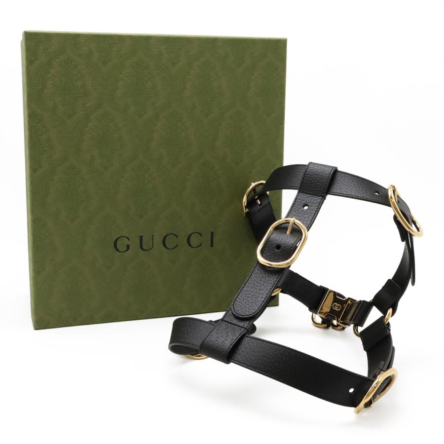 GUCCI グッチ ペット ハーネス 犬 胴輪 レザー ブラック 黒 ゴールド金具 Lサイズ 695253 | GUCCI | 04