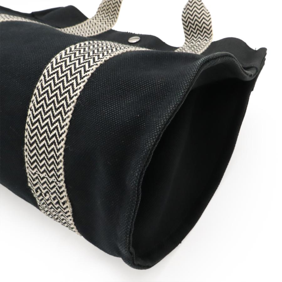 HERMES エルメス カンヌPM トートバッグ ハンドバッグ キャンバス ブラック 黒 アイボリー シルバー金具 ポーチ付き | HERMES | 02