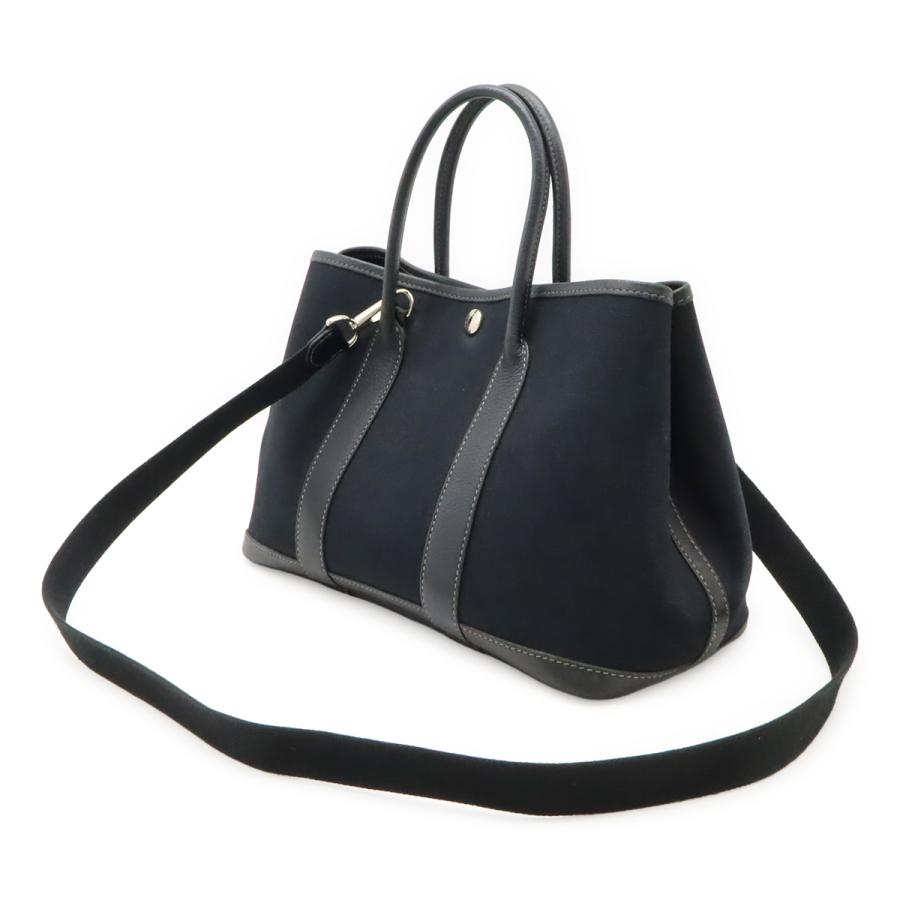 HERMES エルメス ガーデンパーティTPM トートバッグ ハンドバッグ 2WAY ショルダーバッグ トワルオフィシエ キャンバス レザー 黒 ブラック □H刻印 | HERMES | 01
