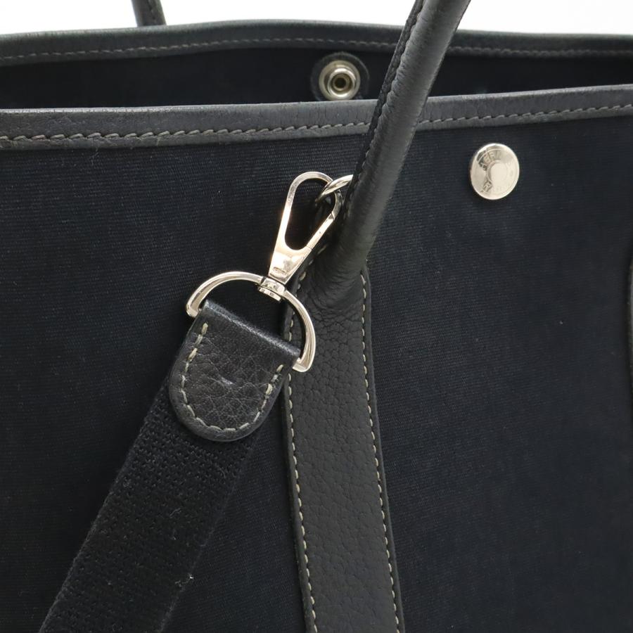 HERMES エルメス ガーデンパーティTPM トートバッグ ハンドバッグ 2WAY ショルダーバッグ トワルオフィシエ キャンバス レザー 黒 ブラック □H刻印 | HERMES | 06