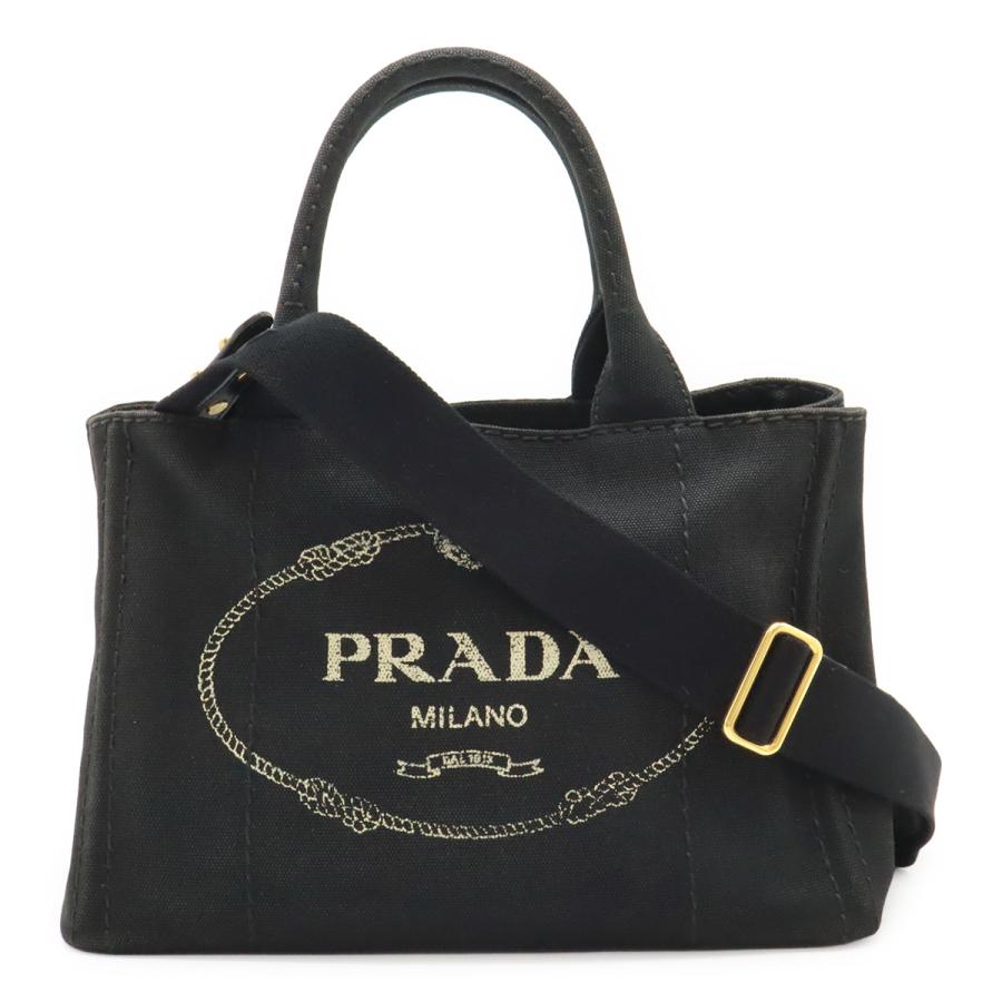 PRADA プラダ CANAPA カナパ トートバッグ 2WAY ショルダーバッグ 斜め掛け キャンバス NERO 黒 ブラック ゴールド金具 1BG439 PRADA（プラダ） CANAPA カナパ トートバッグ 2WAY ショルダーバッグ