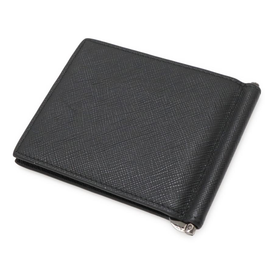 PRADA プラダ SAFFIANO METAL 2つ折札入れ 二つ折り財布 マネークリップ式 ビルクリップ レザー NERO 黒 ブラック 国内ブティック購入品 | PRADA | 01