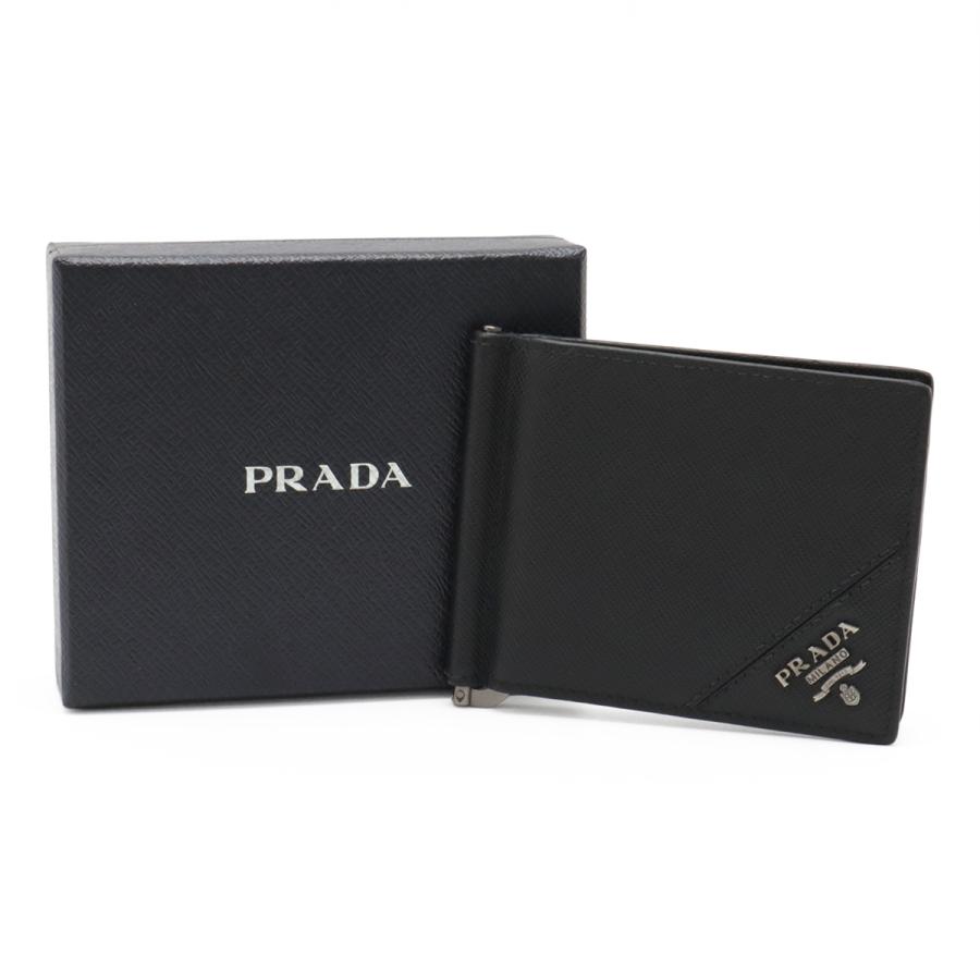 PRADA プラダ SAFFIANO METAL 2つ折札入れ 二つ折り財布 マネークリップ式 ビルクリップ レザー NERO 黒 ブラック 国内ブティック購入品 | PRADA | 07