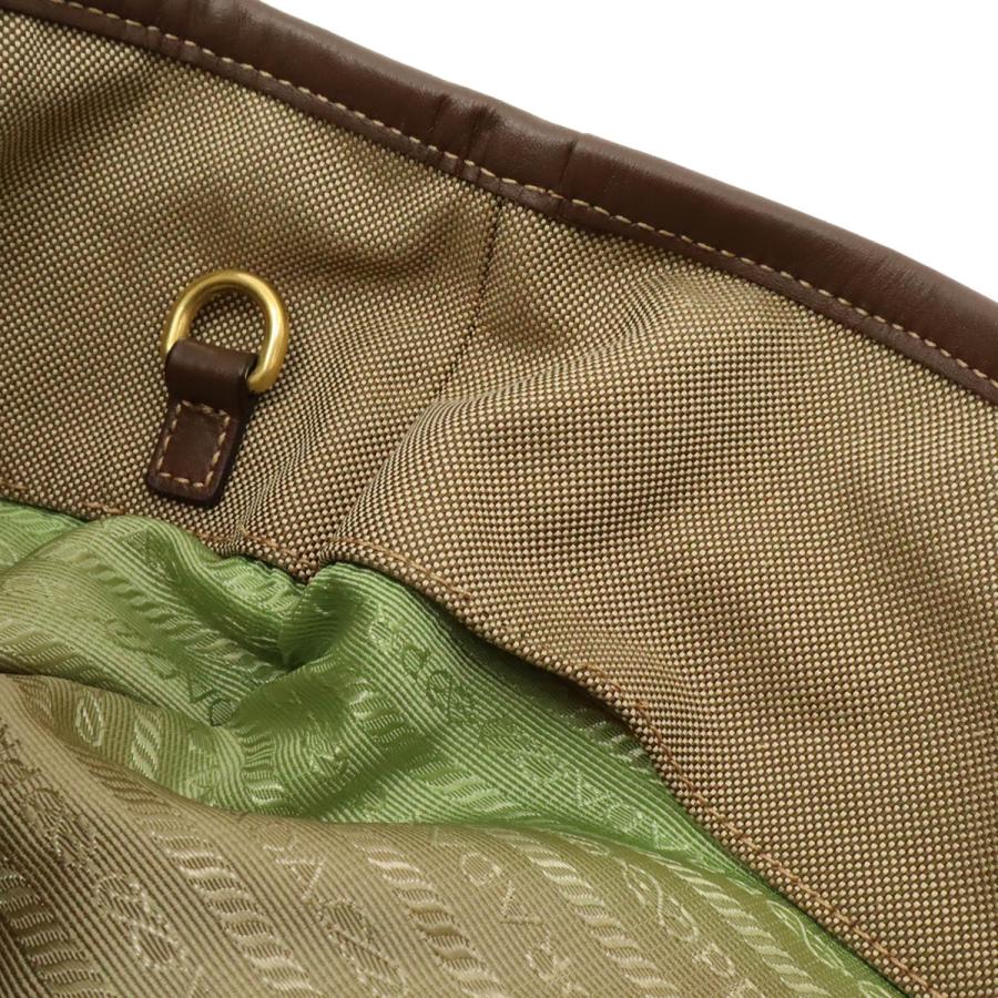 PRADA プラダ ロゴジャガード リボン ハンドバッグ トートバッグ 2WAY ショルダーバッグ キャンバス カーキベージュ モカブラウン BN1841 | PRADA | 05
