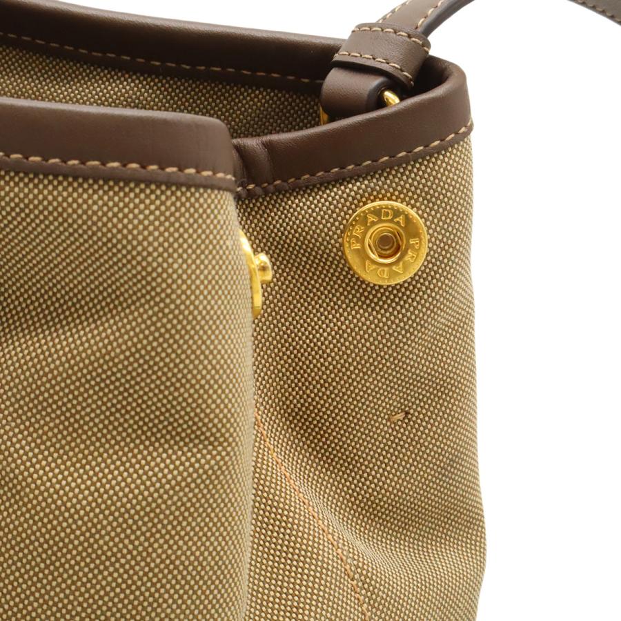 PRADA プラダ ロゴジャガード リボン ハンドバッグ トートバッグ 2WAY ショルダーバッグ キャンバス カーキベージュ モカブラウン BN1841 | PRADA | 06