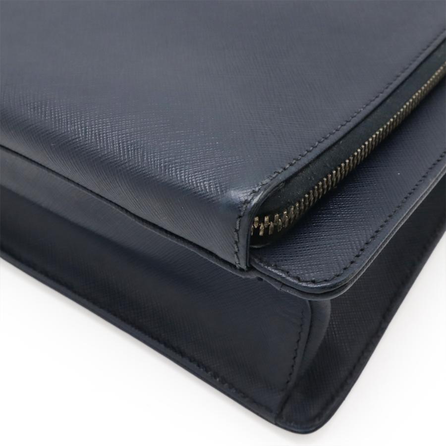 PRADA プラダ トライアングルロゴ SAFFIANO サフィアーノ ブリーフケース ビジネスバッグ 書類カバン レザー ネイビー 紺 シルバー金具 | PRADA | 02