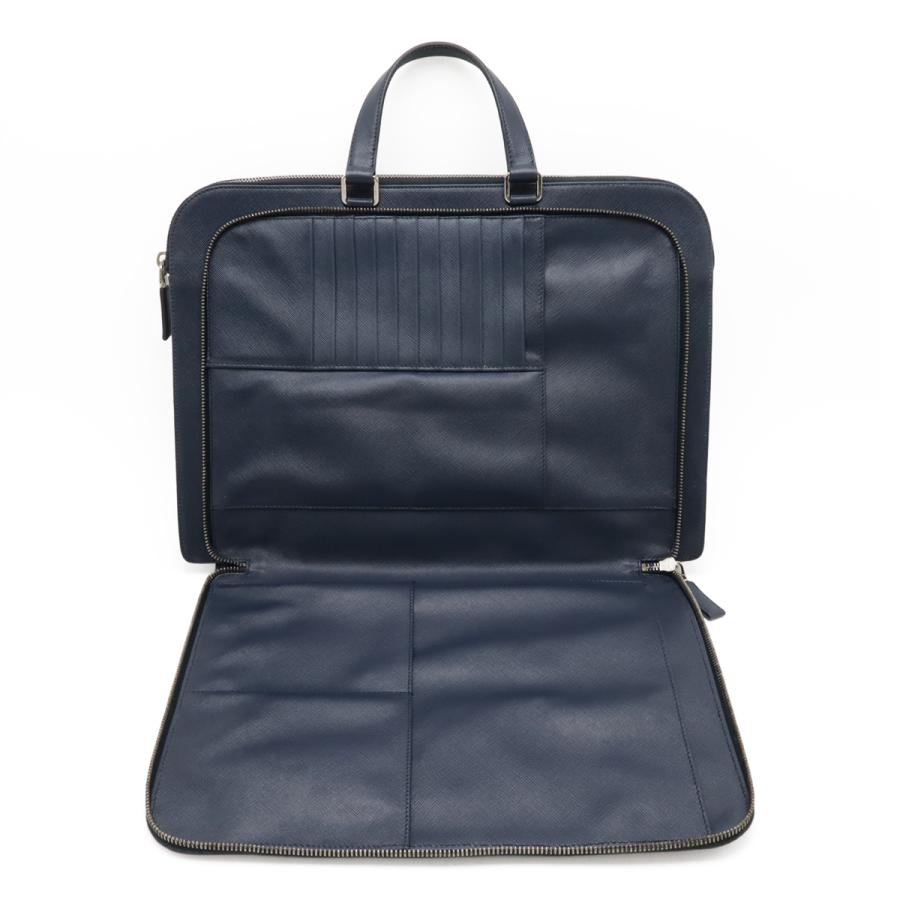 PRADA プラダ トライアングルロゴ SAFFIANO サフィアーノ ブリーフケース ビジネスバッグ 書類カバン レザー ネイビー 紺 シルバー金具 | PRADA | 08