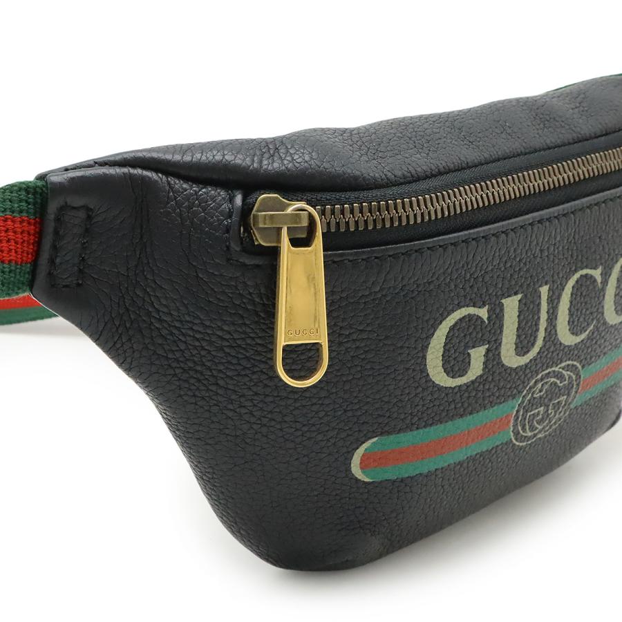 GUCCI グッチ グッチプリント スモール ベルトバッグ シェリーライン ウエストバッグ ヒップバッグ ボディバッグ レザー 黒 ブラック_4