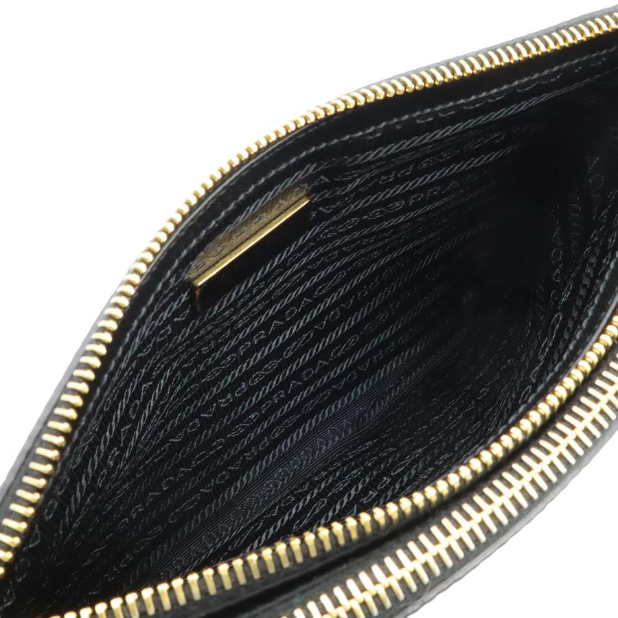 PRADA プラダ ショルダーバッグ ポシェット 2WAY クラッチバッグ ナイロン レザー NERO 黒 ブラック ゴールド金具 | PRADA | 05