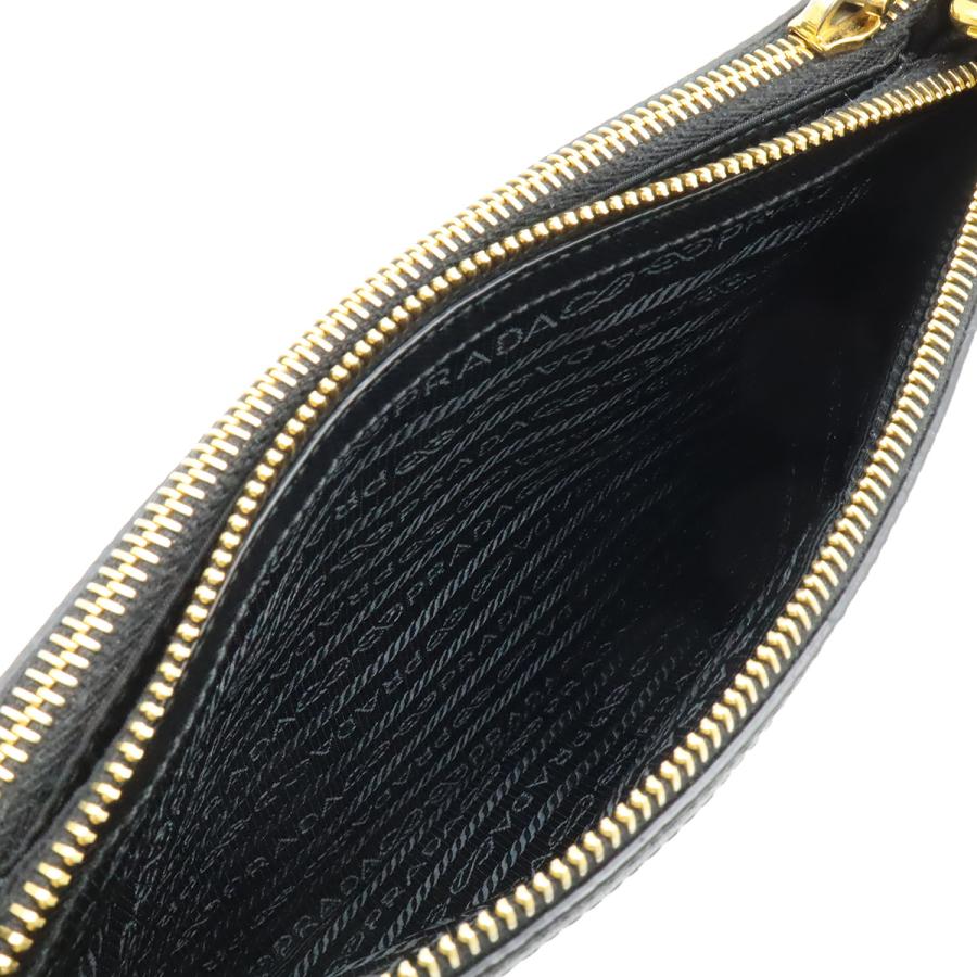 PRADA プラダ ショルダーバッグ ポシェット 2WAY クラッチバッグ ナイロン レザー NERO 黒 ブラック ゴールド金具 | PRADA | 06