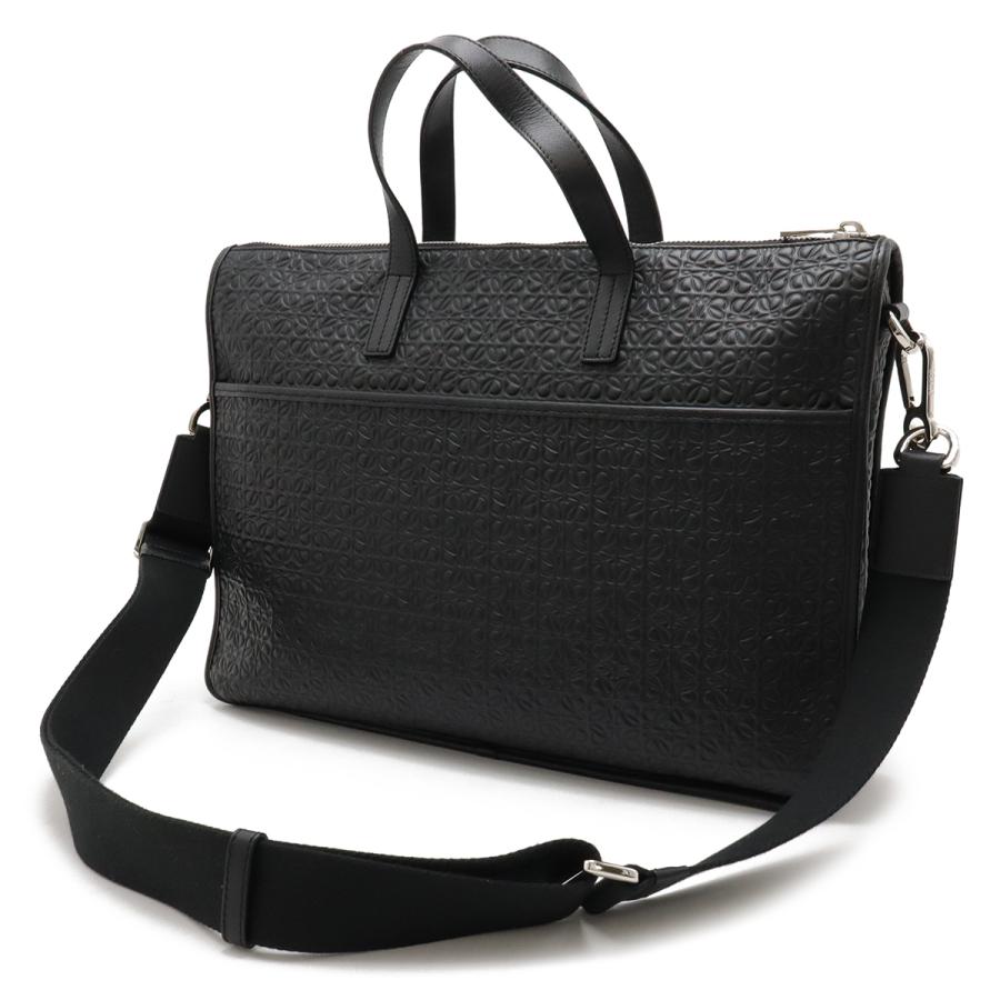 LOEWE ロエベ リピートアナグラム ニュートレド ビジネスバッグ ブリーフケース 書類カバン ハンドバッグ レザー ブラック 黒 シルバー金具 | LOEWE | 01