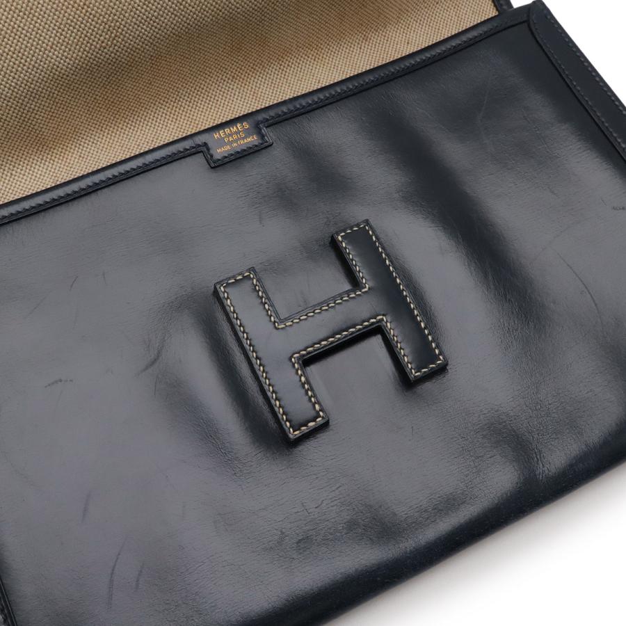 HERMES エルメス ジジェPM セカンドバッグ クラッチバッグ ビジネスバッグ レザー ダークネイビー 濃紺 ○K刻印 | HERMES | 03