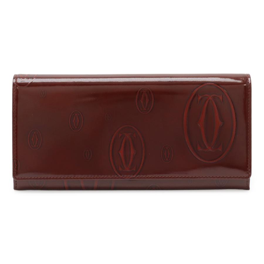 Cartier カルティエ ハッピーバースデー ハッピーバースデイ 2つ折長財布 二つ折り長財布 エナメル パテントレザー カーフ ボルドー | Cartier