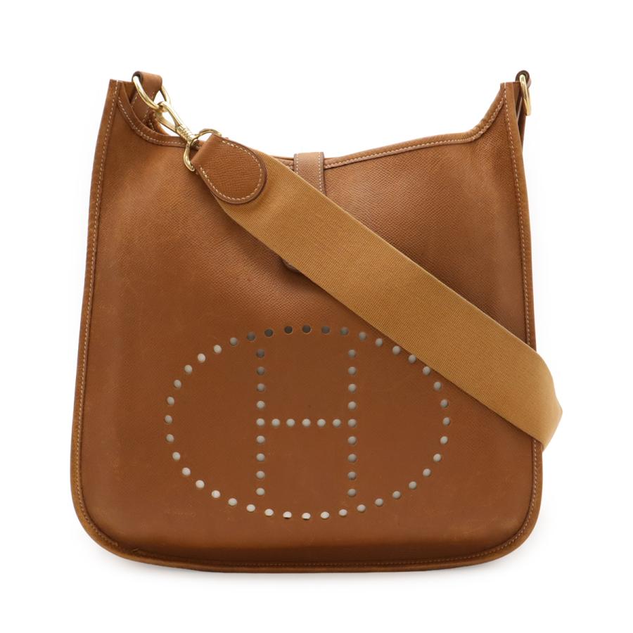 HERMES エルメス エヴリン エブリンI エブリン1 GM ショルダーバッグ 斜め掛け レザー ライトブラウン ゴールド金具 〇X刻印 | HERMES