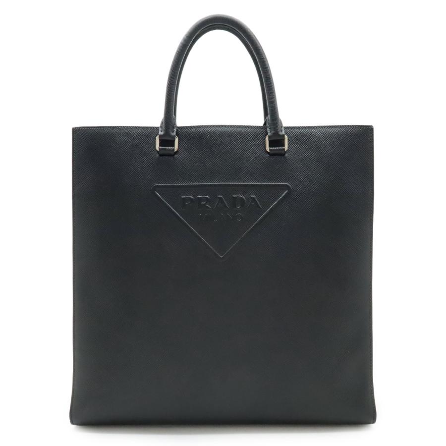 【美品】PRADA プラダ　トートバッグ　ブリーフケース　ビジネスバッグ　黒 PRADA（プラダ） エンボス トライアングル トートバッグ ビジネス