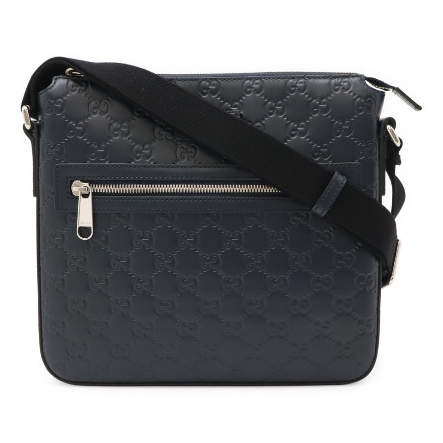 GUCCI グッチ グッチシマ メッセンジャーバッグ ショルダーバッグ 斜め掛け レザー ネイビー 紺 シルバー金具 406410 GUCCI（グッチ） グッチシマ メッセンジャーバッグ ショルダーバッグ