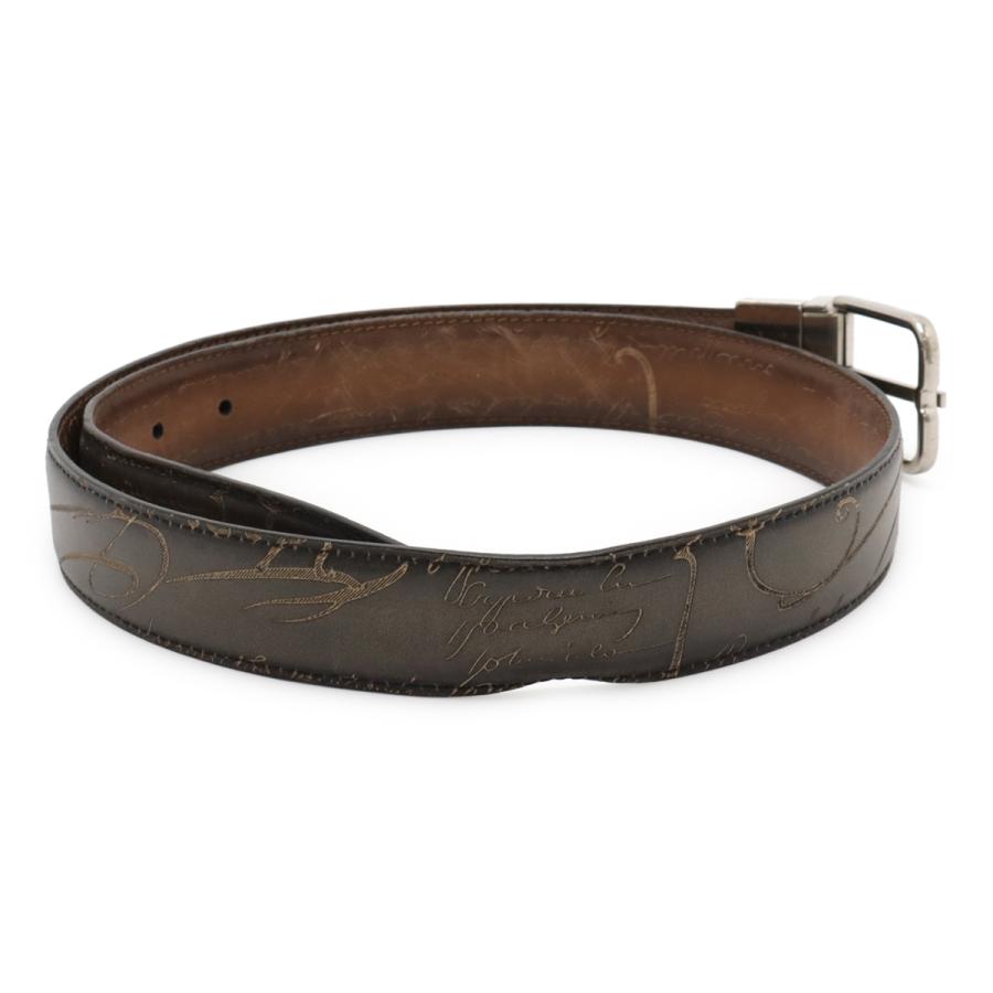 Berluti ベルルッティ エッセンス リバーシブルベルト カリグラフィ レザー グラデーション レザー ダークグレー ブラウン シルバー金具 実寸約87cm | Berluti | 01