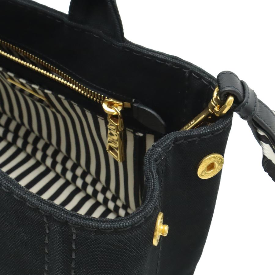 PRADA プラダ CANAPA カナパ トートバッグ 2WAY ショルダーバッグ ストライプショルダー 斜め掛け キャンバス NERO ブラック | PRADA | 04