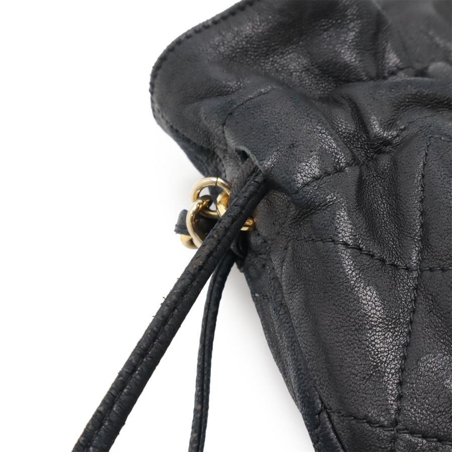 CHANEL シャネル マトラッセ チェーンショルダー ショルダーバッグ ポシェット 巾着 斜め掛け レザー ラム ブラック 黒 ゴールド金具 | CHANEL | 04