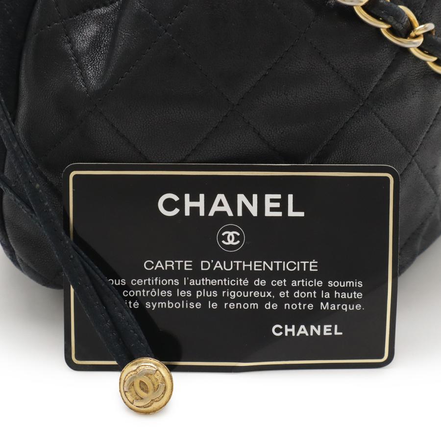 CHANEL シャネル マトラッセ チェーンショルダー ショルダーバッグ ポシェット 巾着 斜め掛け レザー ラム ブラック 黒 ゴールド金具 | CHANEL | 08