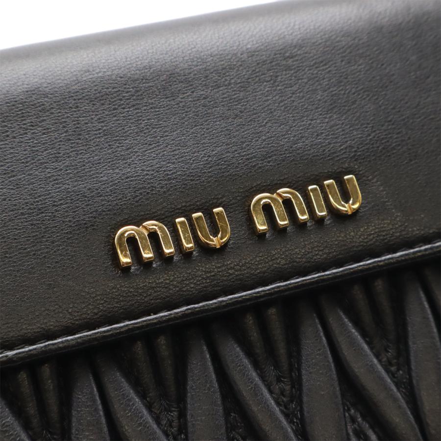 miu miu 黒 レザー ショルダーウォレット miu miu（ミュウミュウ） ミュウ ミュウ マテラッセ チェーン