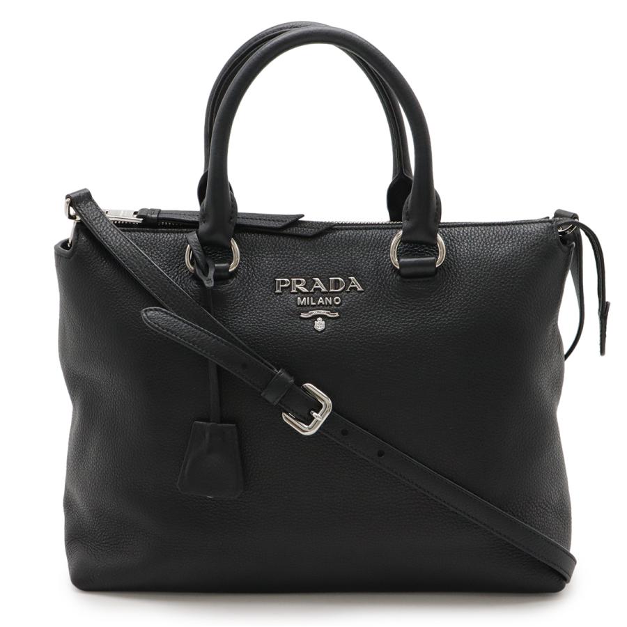 PRADA プラダ ハンドバッグ トートバッグ 2WAY ショルダーバッグ レザー NERO 黒 ブラック シルバー金具 国内アウトレット購入品 1BA063 | PRADA