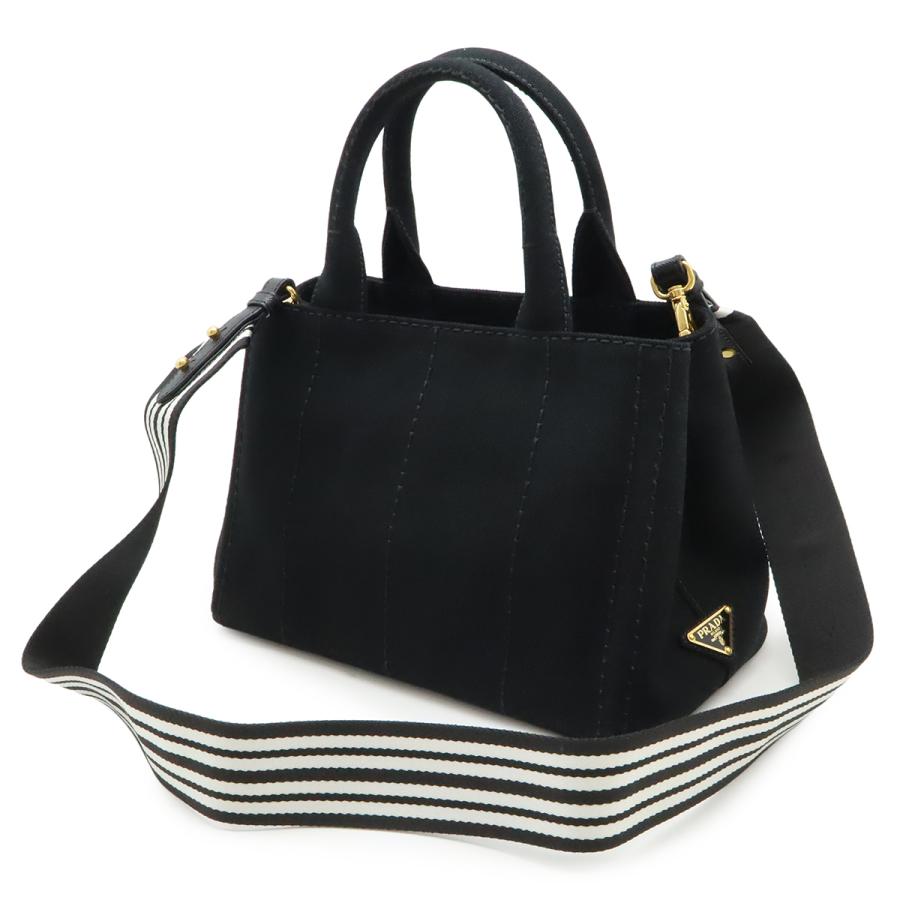 PRADA プラダ CANAPA カナパ トートバッグ 2WAY ショルダーバッグ ストライプショルダー 斜め掛け キャンバス NERO ブラック | PRADA | 01