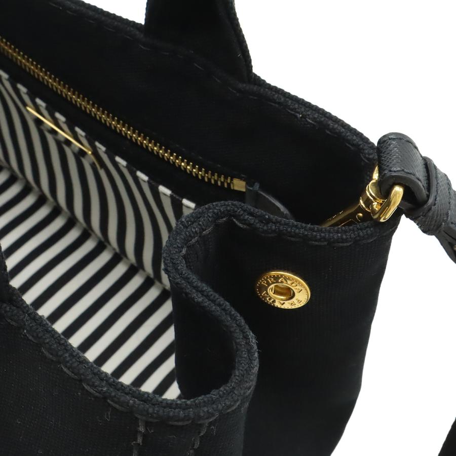 PRADA プラダ CANAPA カナパ トートバッグ 2WAY ショルダーバッグ ストライプショルダー 斜め掛け キャンバス NERO ブラック | PRADA | 04