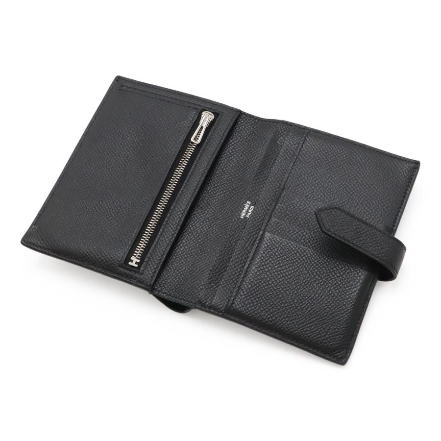 HERMES エルメス ベアンコンパクト 2つ折り財布 二つ折り財布 ヴォーエプソン レザー ブラック 黒 シルバー金具 Z刻印 | HERMES | 04