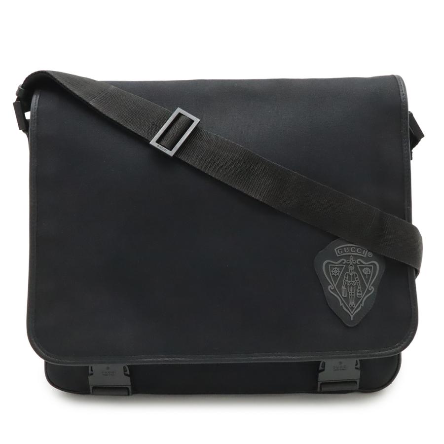 GUCCI グッチ クレスト ショルダーバッグ メッセンジャーバッグ 斜め掛け キャンバス レザー ブラック 黒 アウトレット品 282524 GUCCI（グッチ） クレスト ショルダーバッグ メッセンジャーバッグ